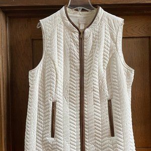 Chico's Slightly Quilted Vest with Leather Detail